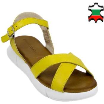 Image 1 of Български обувки Дамски сандали от естествена кожа в жълто с високо ходило 21336