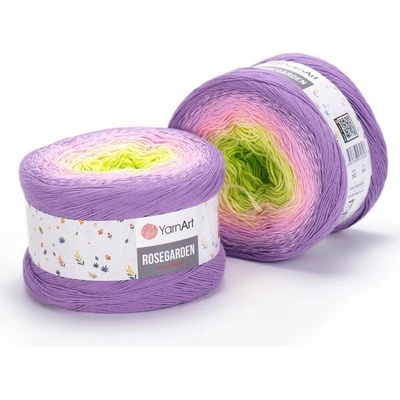 YarnArt Rosegarden 312 fialovo-růžovo-žlutozelená