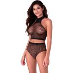  Мрежест комплект бельо с кристали и висока яка - Passion BS116 S/M/L (D-245605)