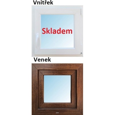 Soft Plastové okno 90x90 cm zlatý dub/bílá otevíravé i sklopné pravé