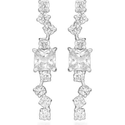 Silver Cat Oslnivé visací náušnice s kubickými zirkony Classics SC618