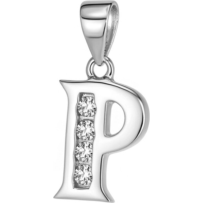 Argento Stříbrný přívěsek písmeno P kulaté zirkony 84946