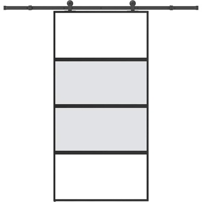 vidaXL Плъзгаща се врата с обков 102, 5x205 см Закалено стъкло&Алуминий (3333000)