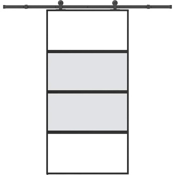 vidaXL Плъзгаща се врата с обков 102, 5x205 см Закалено стъкло&Алуминий (3333000)
