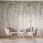 Art Gift Decor Фототапет с висящи зелени клонки на неутрален фон