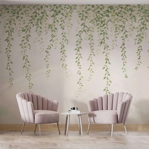 Art Gift Decor Фототапет с висящи зелени клонки на неутрален фон