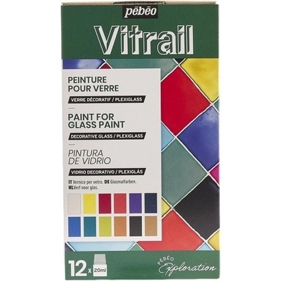 Pébéo Vitrail Комплект цветове за стъкло Exploration Set 12 x 20 ml (757421)