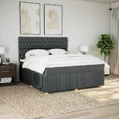 vidaXL Boxsprings matrací tmavě šedá textil