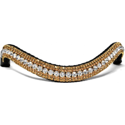 Blingyourhorse Třpytivá čelenka na uzdečku GOLD & CRYSTAL Černá – Zboží Dáma