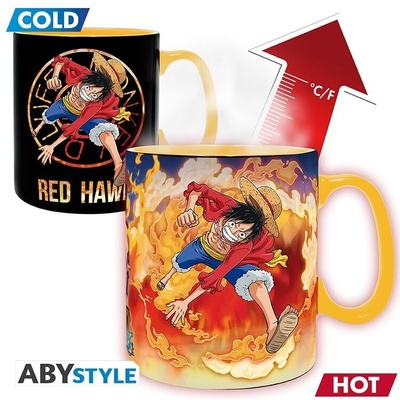 One Piece Hrnček meniaci Luffy & Sabo 460 ml