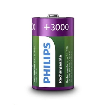 Philips Комплект 2 акумулаторни батерии Philips multilife 1.2vd, hr20, 3000mah, nimh, 1x Блистер (R20B2A300/10)