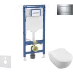 Geberit Duofix - Комплект от предстена инсталация, тоалетна чиния и седалка Villeroy Boch, бутони Sigma20, DirectFlush, SoftClose, CeramicPlus, лъскав хром/мат хром SANI11CK1102 (SANI11CK1102)