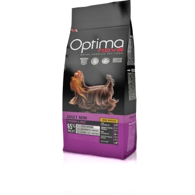 VISAN Optima nova adult mini chicken & rice (пиле и ориз) 65% месо grain free, Хипоалергична, Суперпремуим храна за кучета над 10 месеца 0, 8 кг