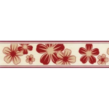 IMPOL TRADE Samolepiaca bordúra kvety červeno-hnedé 50034 5 m x 5 cm