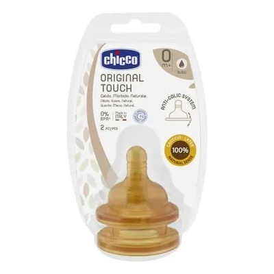 Chicco Комплект каучукови биберони Chicco - Original Touch, 2 броя, 1 капка, 0м+ (N0271)