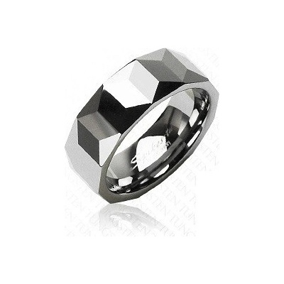 Šperky eshop Wolframový prsten stříbrné geometricky broušený povrch AB37.12