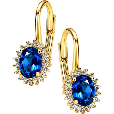 Zlaton Náušnice žluté zlato visací 1.8cm 2.75g s topazem 1.85ct a diamanty 0.22ct N19062603448