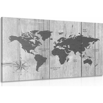 Obraz šedá mapa na dřevěném pozadí - 60x40