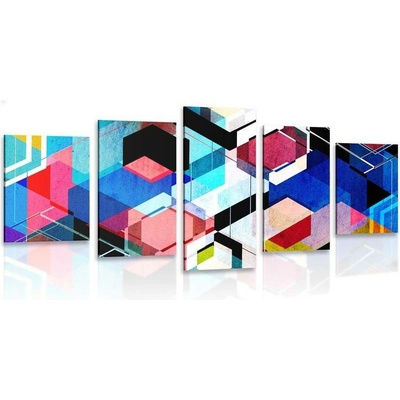 5-dílný obraz abstraktní geometrie - 100x50