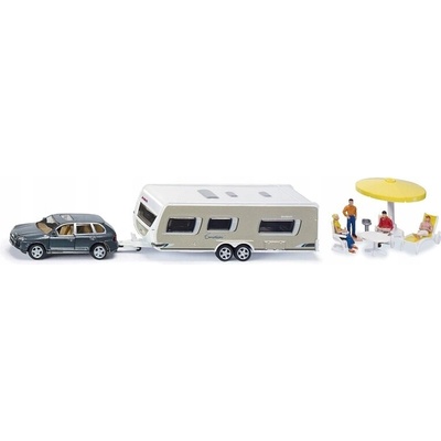 Siku Osobní auto s karavanem bílé, měřítko 1:87