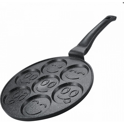 Herzberg HG-CP267SML – 26cm pánev na lívance s mramorovým povrchem a 7 smajlíky