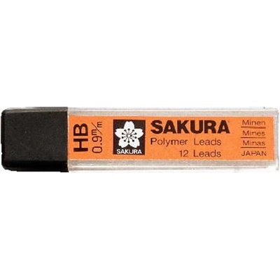 Sakura®xk9hb polymerových tuh HB do mechanické tužky 0.9 mm 12 ks