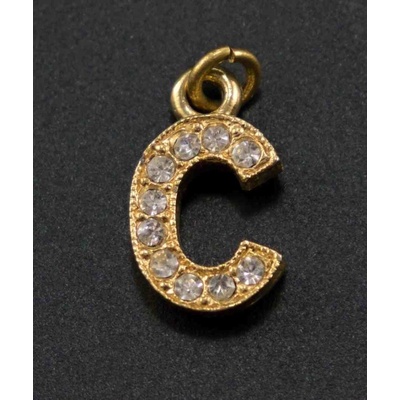 Štrasový prívesok - písmeno C - 2,1 cm x 1,5 cm