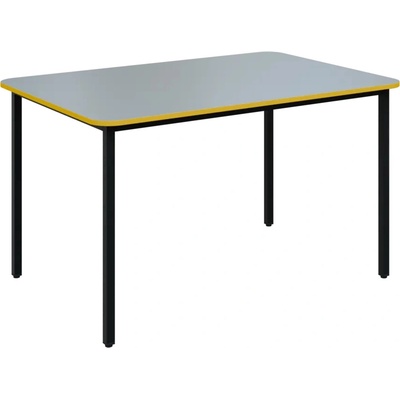 JSBR 130 N jídelní stůl kovová podnož černá deska 18 mm deska šedá s hranou žlutá odio 1300 x 900 mm
