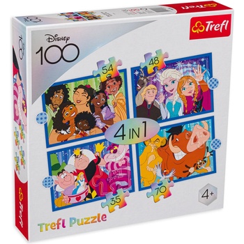 Trefl Пъзел Trefl 4 в 1 - Светът на Дисни (34618)
