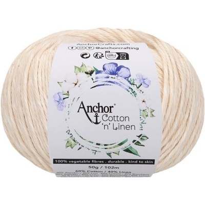 Anchor Cotton 'n' Linen 00001 Snowdropearl Háčkovací příze