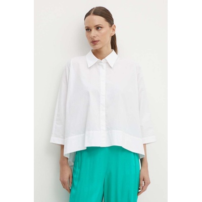 Sisley Памучна риза Sisley дамска в бяло със стандартна кройка с класическа яка (5WMELQ06N)