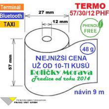 Termo kotouček 57/30/12 PHF 9m (57mm x 9m) Množství: 1 ks kotoučku