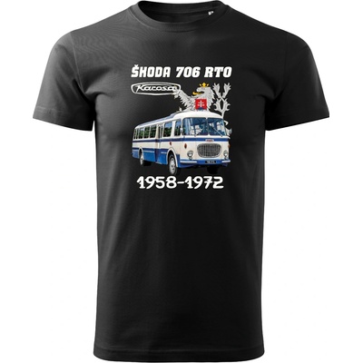 Maverprint Retro tričko Škoda 706 RTO 1958–1972 legenda československých ciest čierna