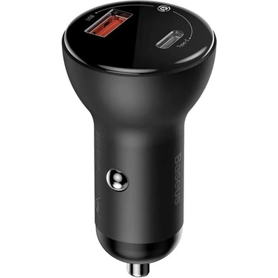 Baseus Digital Display PPS Dual Quick Car Charger 45W - зарядно за кола с USB и USB-C изход с технология за бързо зареждане (тъмносив)