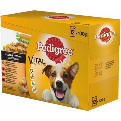 Pedigree Adult kura hovädzina morka hovädzina s jahňacím v šťave 12 x 100 g
