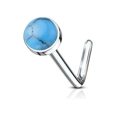 Šperky4U zahnutý piercing do nosu tyrkys N0094-TQ