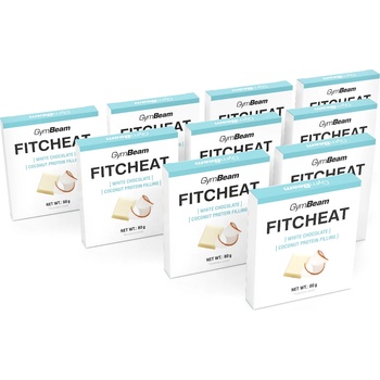 GymBeam Протеинов Шоколад Fitcheat 10 x 80 g бял шоколад с кокос