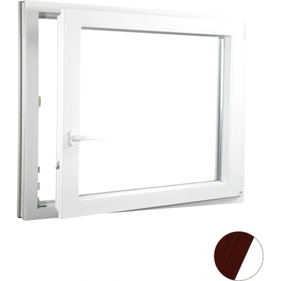 Aluplast plastové jednokřídlo 1400 x 1100 mm Mahagon/bílá, Pravé, Trojsklo Ug= 0,7