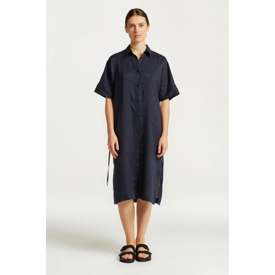 Gant Relaxed Ss Linen Shirt Dress modrá