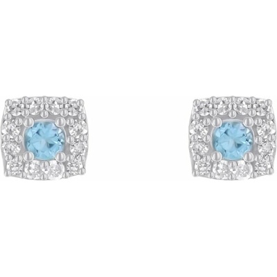 Eppi Strieborné akvamarínové náušnice s lab-grown diamantmi Noelle E44298