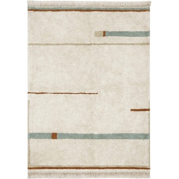 Lorena Canals Син и кремав ръчно изработен памучен килим подходящ за пране 140x200 cm Lanes Vintage Blue - Lorena Canals (C-LANE-NVB-M)