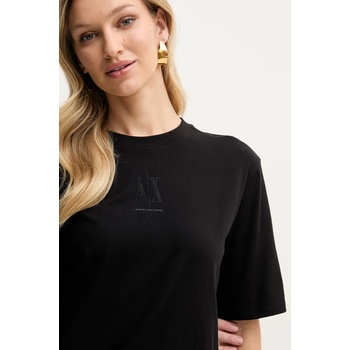 Giorgio Armani Памучна рокля Armani Exchange в черно къса със стандартна кройка XW000825 AF10356 (XW000825.AF10356.NOS)