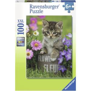 Ravensburger Пъзел Ravensburger от 100 XXL части - Коте сред цветя (10847) - ozone