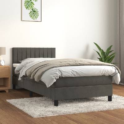 vidaXL 3141395 Boxspring postel s matrací samet / barva Tmavě šedá