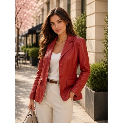 Max Original Leather Dámske kožené sako 8071 red