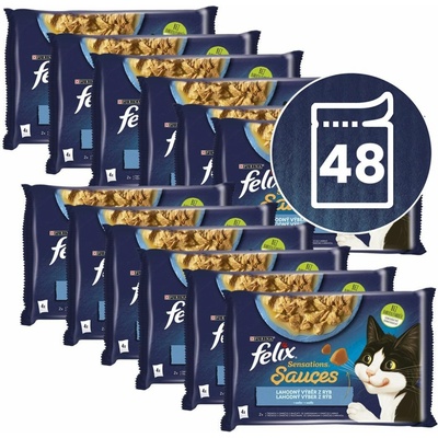 Felix Sensations Sauces s treskou a sardinkami v omáčce 48 x 85 g