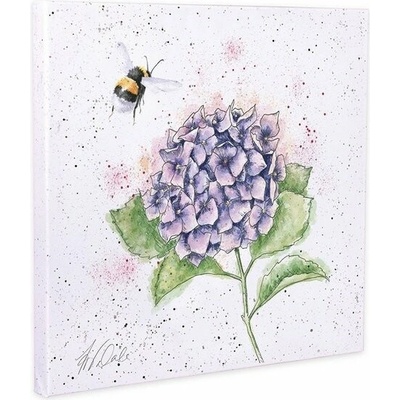 Obraz na plátně "The Busy Bee", 50 x 50 cm – čmelák a hortenzie
