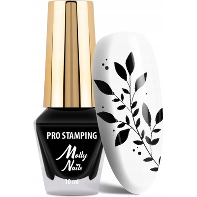 Lak na razítka Molly Nails 10 ml PRO Stamping Černý Black Pro zdobení nehtů
