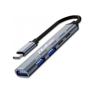 Qoltec Hub Adapter USB-C 3.1 5in1 | USB-C PD| USB-C | 2x USB 2.0 | USB 3.0