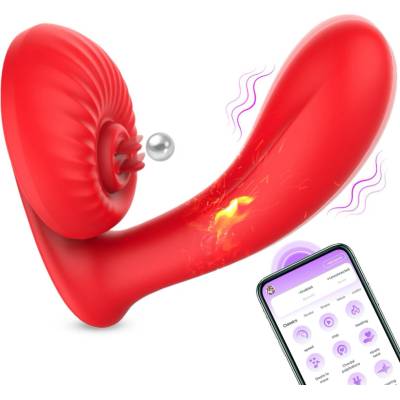 BoT Silikonový vibrátor 10 vibračních režimů lízání vyhřívání ovládání APP